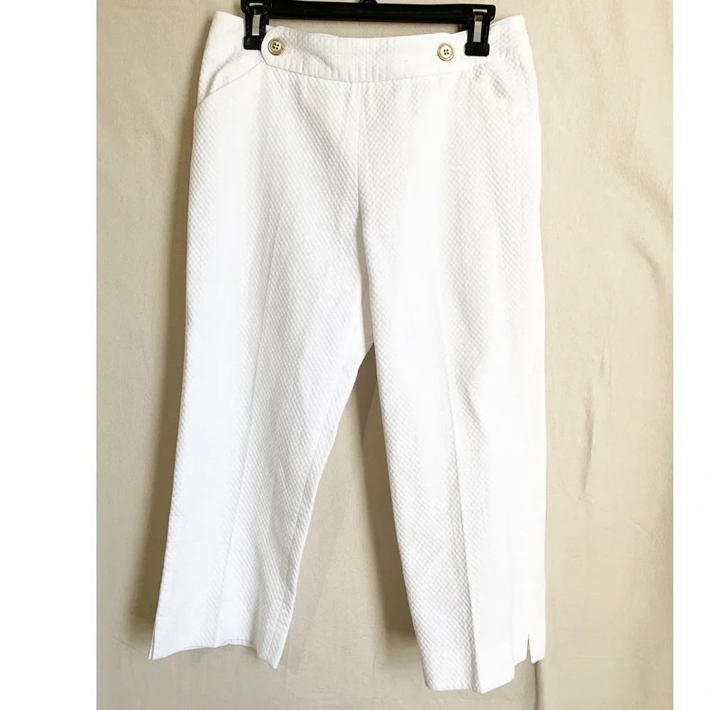 J.McLaughlin Cropped Pants Women 8 White Textured 30x22